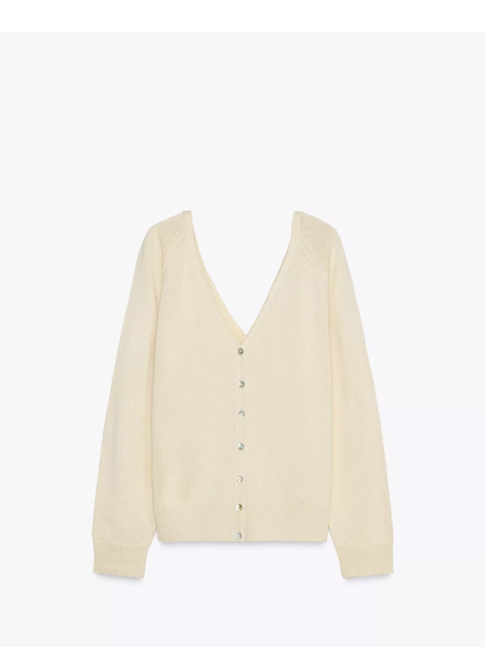 Zara Cream V-Neck Button-Front Knit Cardigan. Same design back to front.